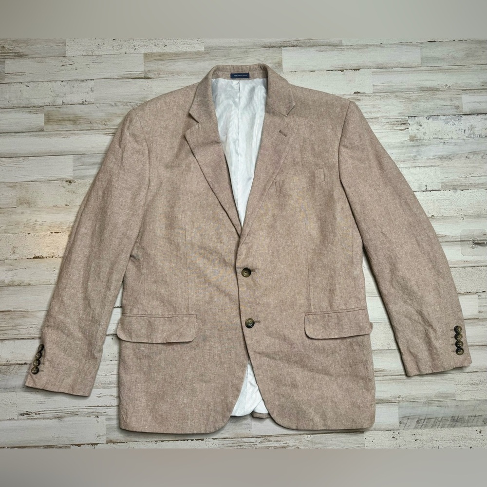 Stafford Mens Linen Blend Sport Coat Classic Fit Blazer Beige Mens 42R
